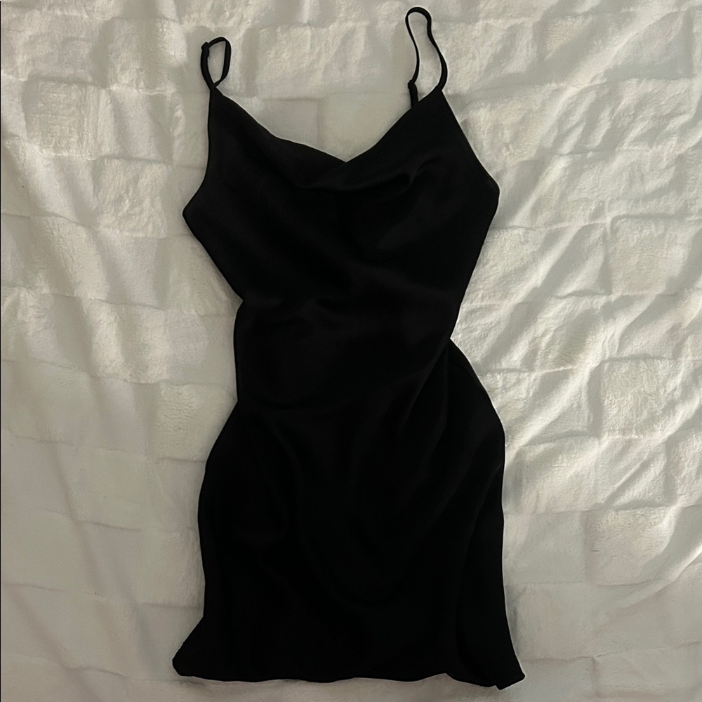 Urban Outfitters Black Mini Scoop Silk Dress